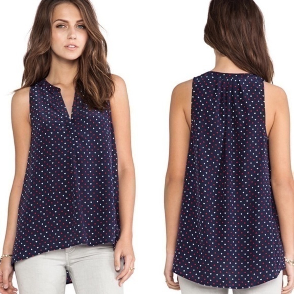 Joie 100% Silk Hearts and Spades Sleeveless Blouse Size XS